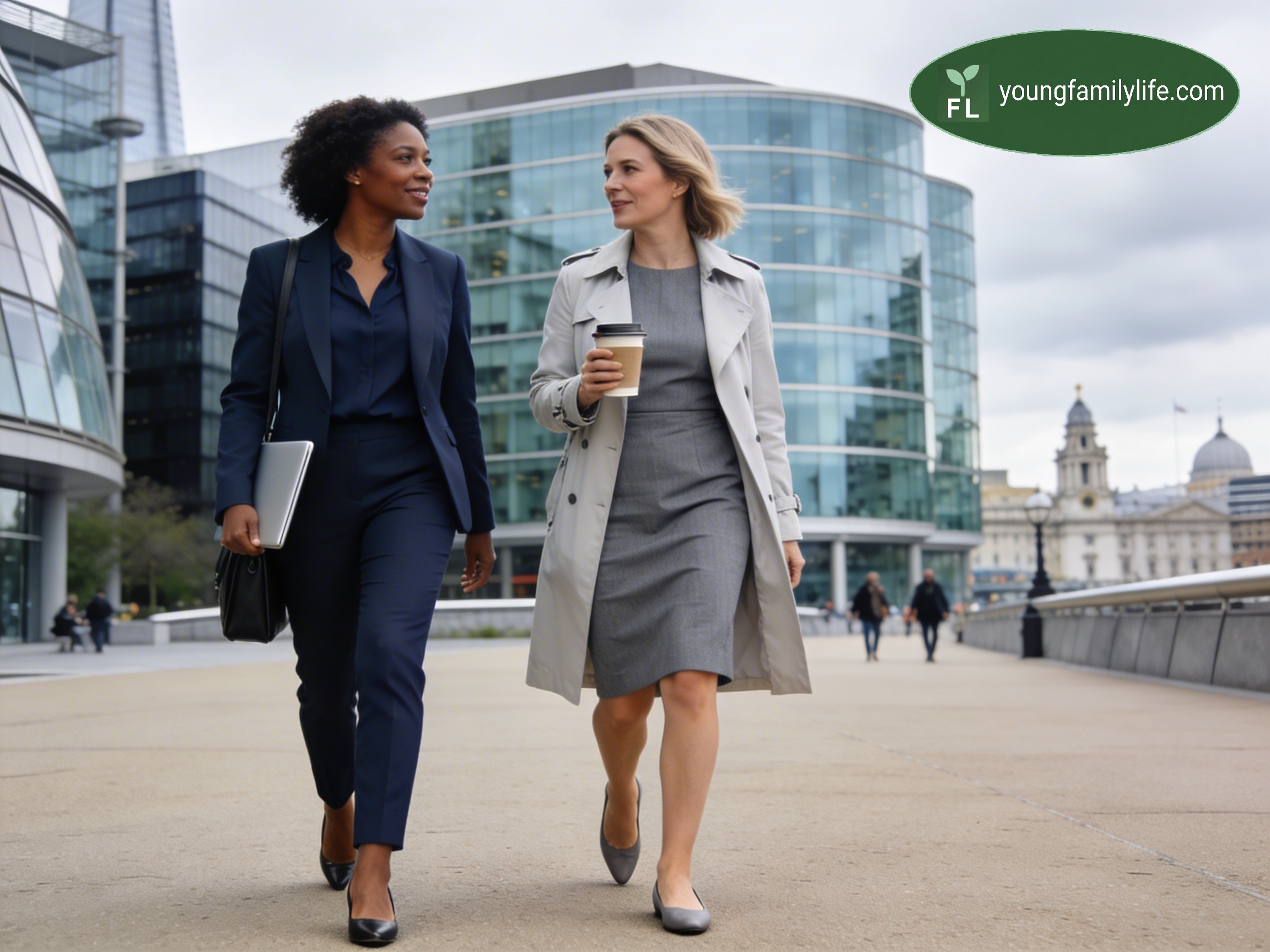 Two people walking together on an open path, talking easily side by side.